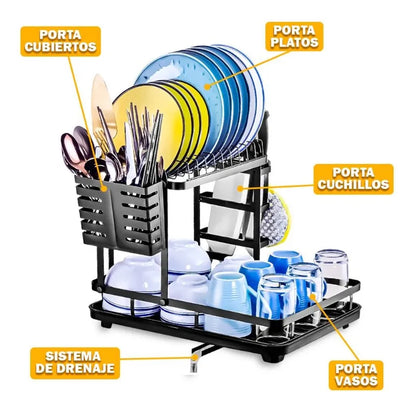 Platero color negro con sistema de drenaje